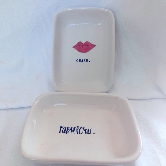 Pair Rae Dunn Magenta Trinket Dish Charm Fabulous - Picture 1 of 6